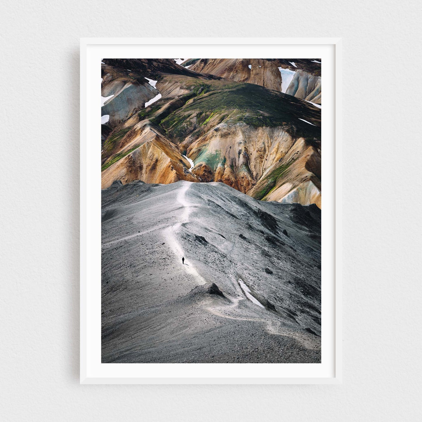 Lonely Wanderer in the Colorful Mountains of Landmannalaugar