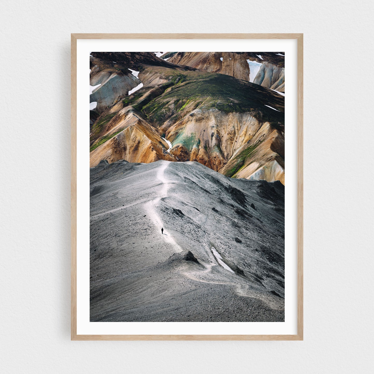 Lonely Wanderer in the Colorful Mountains of Landmannalaugar