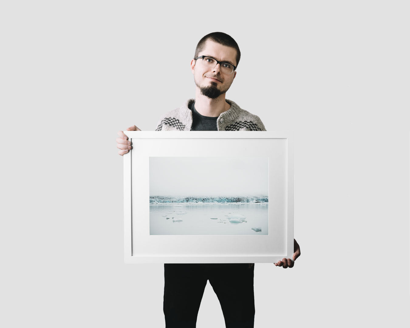 Nordic travel photography print featuring Fjallsarlon glacier lagoon in Iceland