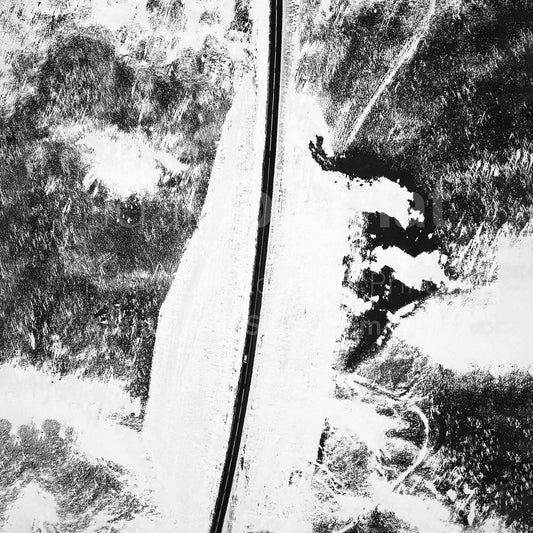 Winter road aerial view in Iceland photography print