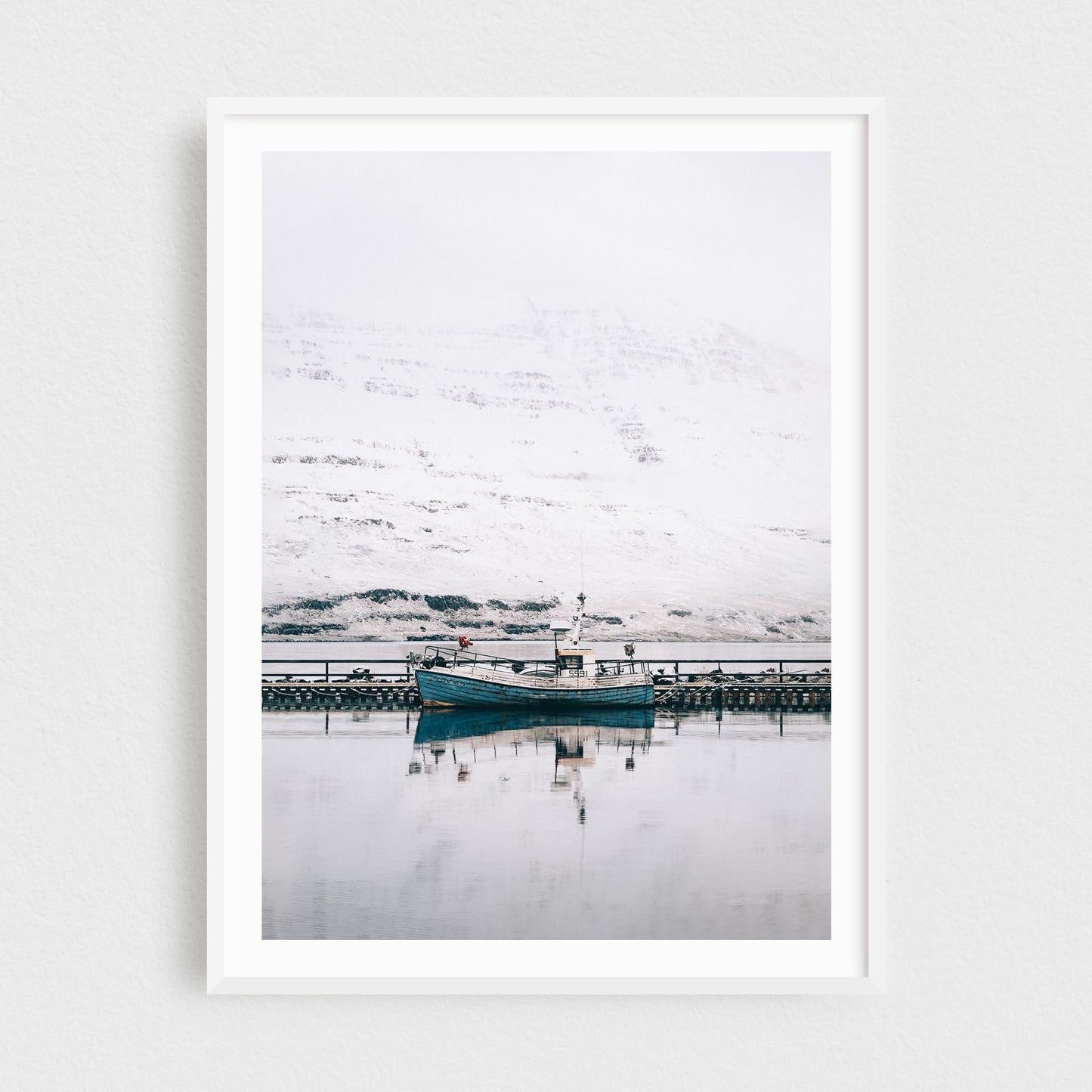 Blue Fishing Boat in Seyðisfjörður
