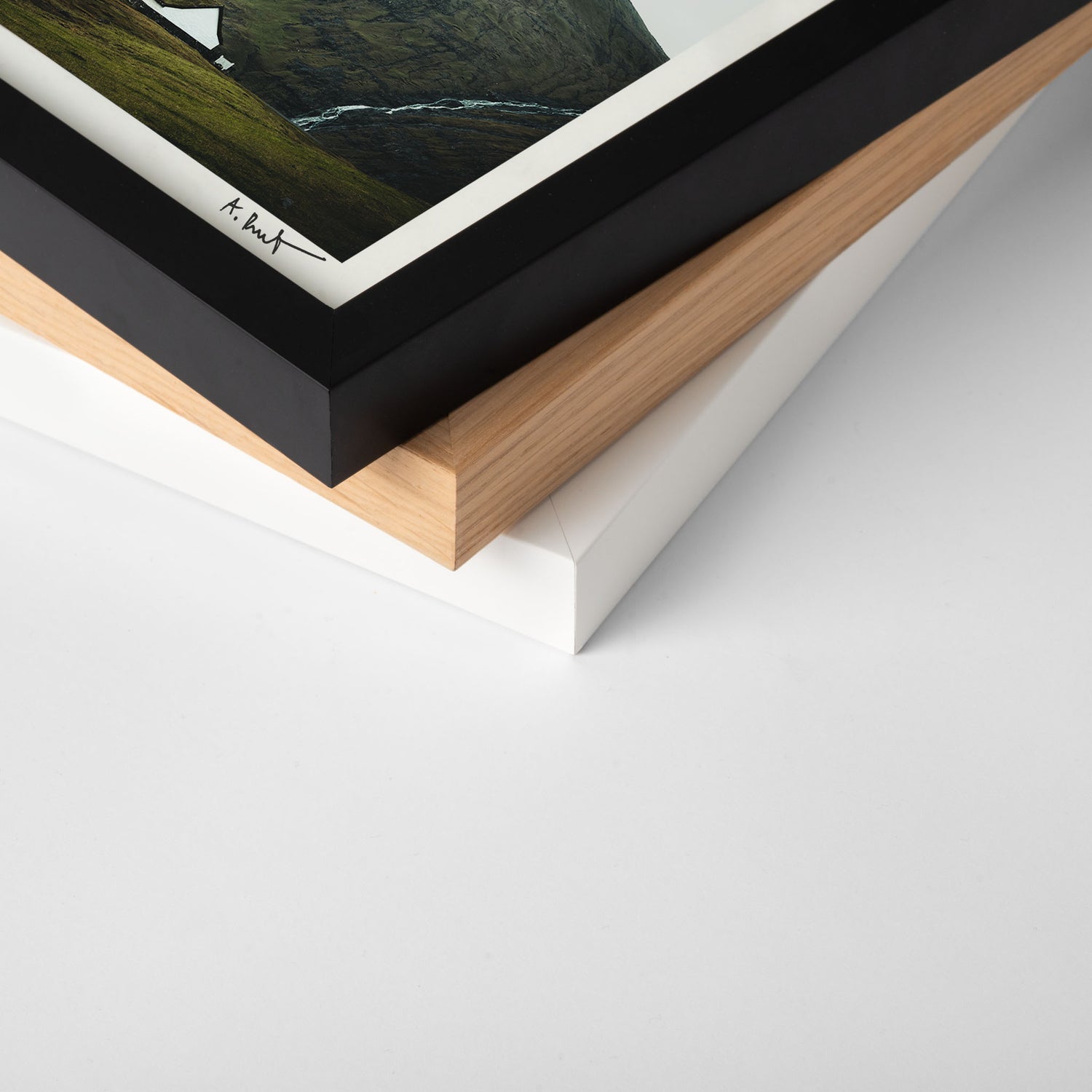 Detail of a framed artwork by Adam Biernat.
